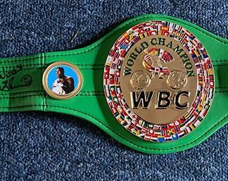 WBC mini belt signed by Frank Bruno 1